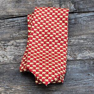 Vintage Bijoux Terner Elephant Endangered Wildlife Handmade Silk Neck Tie Men's